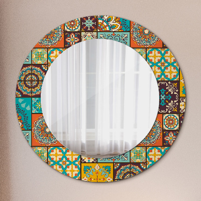 Kulaté zrcadlo tištěný rám Arabský vzor