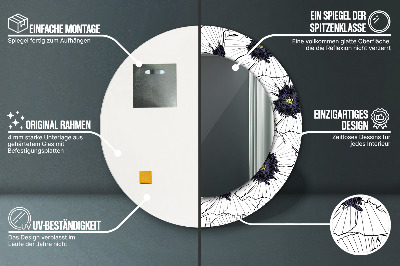 Kulaté dekorativní zrcadlo Složení lineárních květů