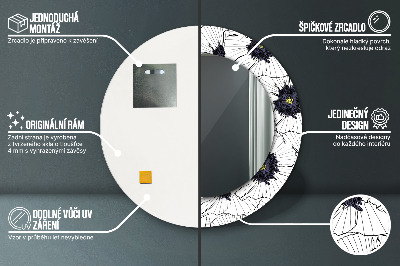 Kulaté dekorativní zrcadlo Složení lineárních květů