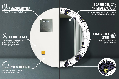 Kulaté dekorativní zrcadlo Složení lineárních květů