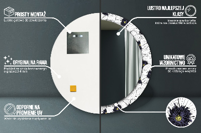 Kulaté dekorativní zrcadlo Složení lineárních květů