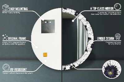 Kulaté dekorativní zrcadlo Složení lineárních květů