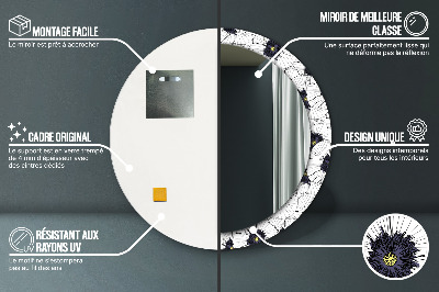 Kulaté dekorativní zrcadlo Složení lineárních květů