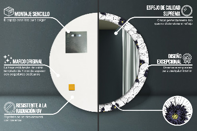 Kulaté dekorativní zrcadlo Složení lineárních květů