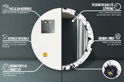 Kulaté dekorativní zrcadlo Složení lineárních květů
