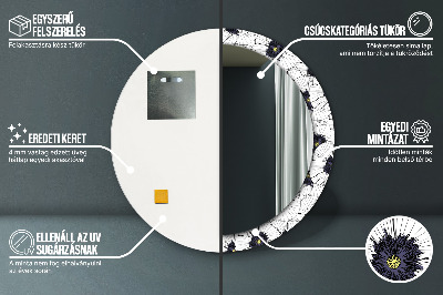 Kulaté dekorativní zrcadlo Složení lineárních květů