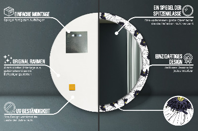 Kulaté dekorativní zrcadlo Složení lineárních květů