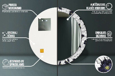 Kulaté dekorativní zrcadlo Složení lineárních květů