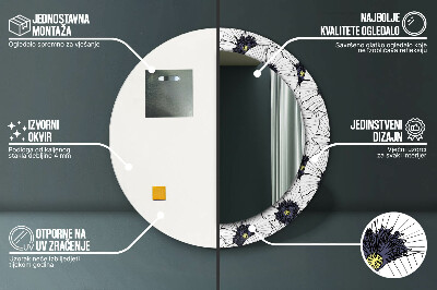 Kulaté dekorativní zrcadlo Složení lineárních květů