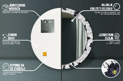 Kulaté dekorativní zrcadlo Složení lineárních květů