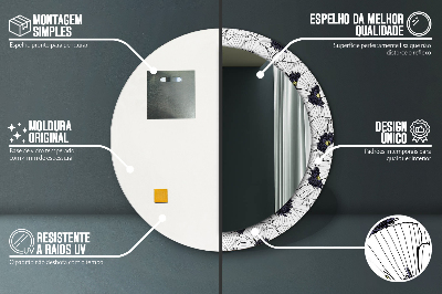 Kulaté dekorativní zrcadlo Složení lineárních květů