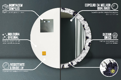 Kulaté dekorativní zrcadlo Složení lineárních květů