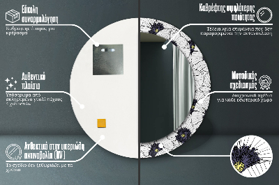 Kulaté dekorativní zrcadlo Složení lineárních květů