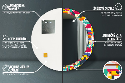 Kulaté dekorativní zrcadlo na zeď Geometrické tropické ptáky