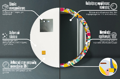 Kulaté dekorativní zrcadlo na zeď Geometrické tropické ptáky