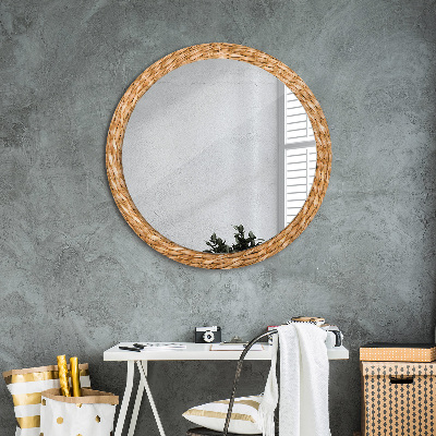 Kulaté dekorativní zrcadlo na zeď Reed textura