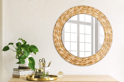 Kulaté dekorativní zrcadlo na zeď Reed textura
