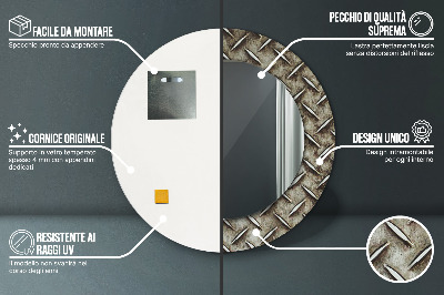 Kulaté zrcadlo s dekorem Textura oceli