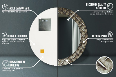 Kulaté zrcadlo s dekorem Textura oceli