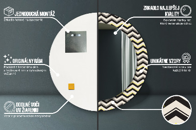 Kulaté zrcadlo tištěný rám Zigzag vzor