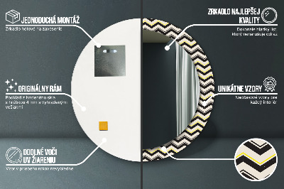 Kulaté zrcadlo tištěný rám Zigzag vzor