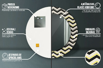 Kulaté zrcadlo tištěný rám Zigzag vzor