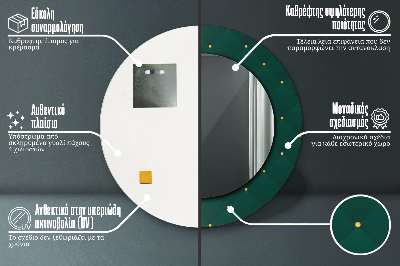 Kulaté zrcadlo s dekorem Zelená luxusní šablona