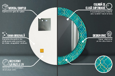 Kulaté dekorativní zrcadlo Zelená a zlaté složení