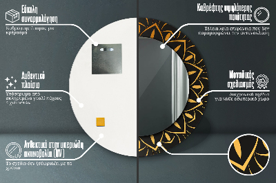 Kulaté zrcadlo s dekorem Golden mandala