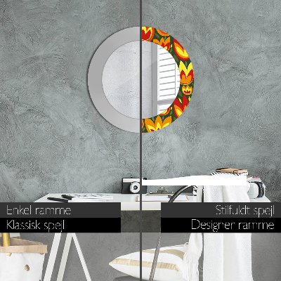 Kulaté dekorativní zrcadlo Retro tulipány