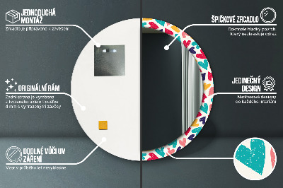 Kulaté dekorativní zrcadlo Barevné srdce