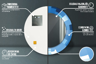 Kulaté dekorativní zrcadlo Modrý abstrakt