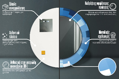 Kulaté dekorativní zrcadlo Modrý abstrakt