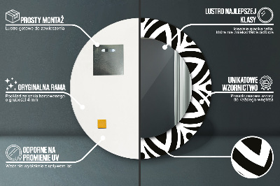 Kulaté dekorativní zrcadlo Černá geometrická ozdoba