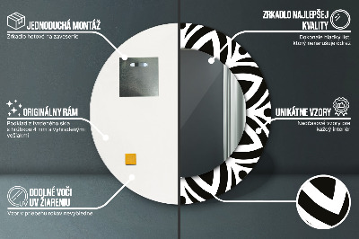 Kulaté dekorativní zrcadlo Černá geometrická ozdoba