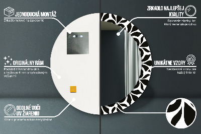 Kulaté dekorativní zrcadlo Černá geometrická ozdoba