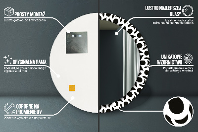 Kulaté dekorativní zrcadlo Černá geometrická ozdoba