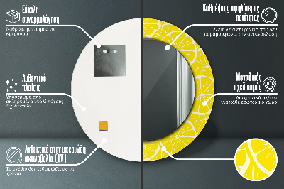 Kulaté dekorativní zrcadlo Citronový vzor