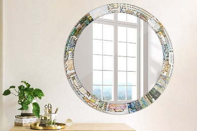 Kulaté dekorativní zrcadlo Abstraktní okno vitráže