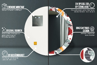 Kulaté dekorativní zrcadlo Abstrakce s ptáky
