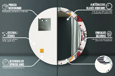 Kulaté dekorativní zrcadlo Abstrakce s ptáky