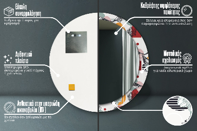 Kulaté dekorativní zrcadlo Abstrakce s ptáky