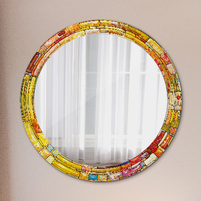 Kulaté zrcadlo s dekorem Barevné okno vitráže