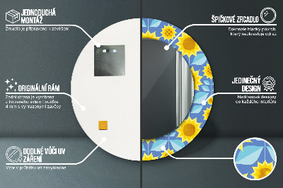 Kulaté dekorativní zrcadlo Geometrické slunečnice