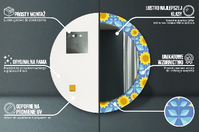 Kulaté dekorativní zrcadlo Geometrické slunečnice