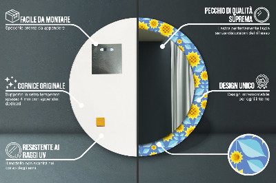 Kulaté dekorativní zrcadlo Geometrické slunečnice