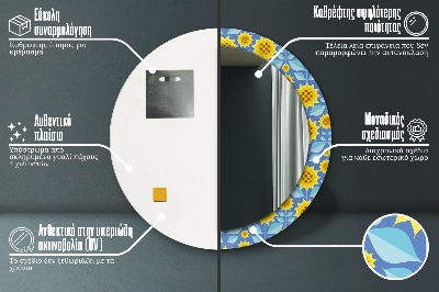 Kulaté dekorativní zrcadlo Geometrické slunečnice