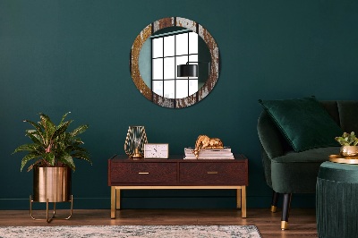 Kulaté dekorativní zrcadlo Vintage tmavé dřevo