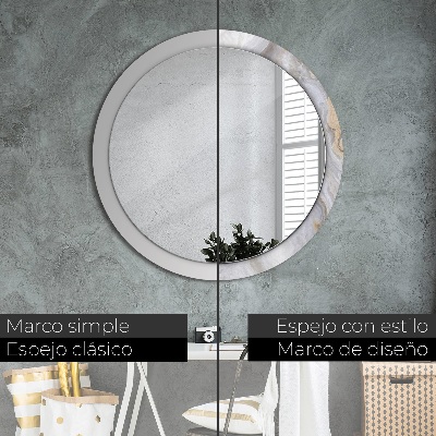 Kulaté zrcadlo tištěný rám Abstraktní mramor