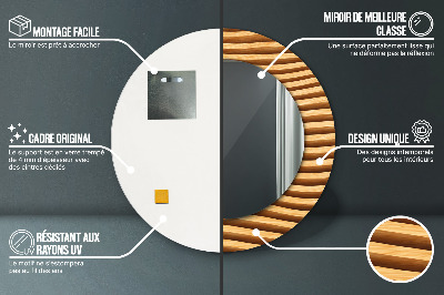 Kulaté dekorativní zrcadlo Dřevěná vlna